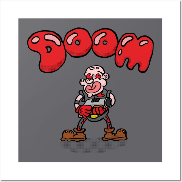 Doom Cartoon: Shotgun Guy Wall Art by RockNRowe